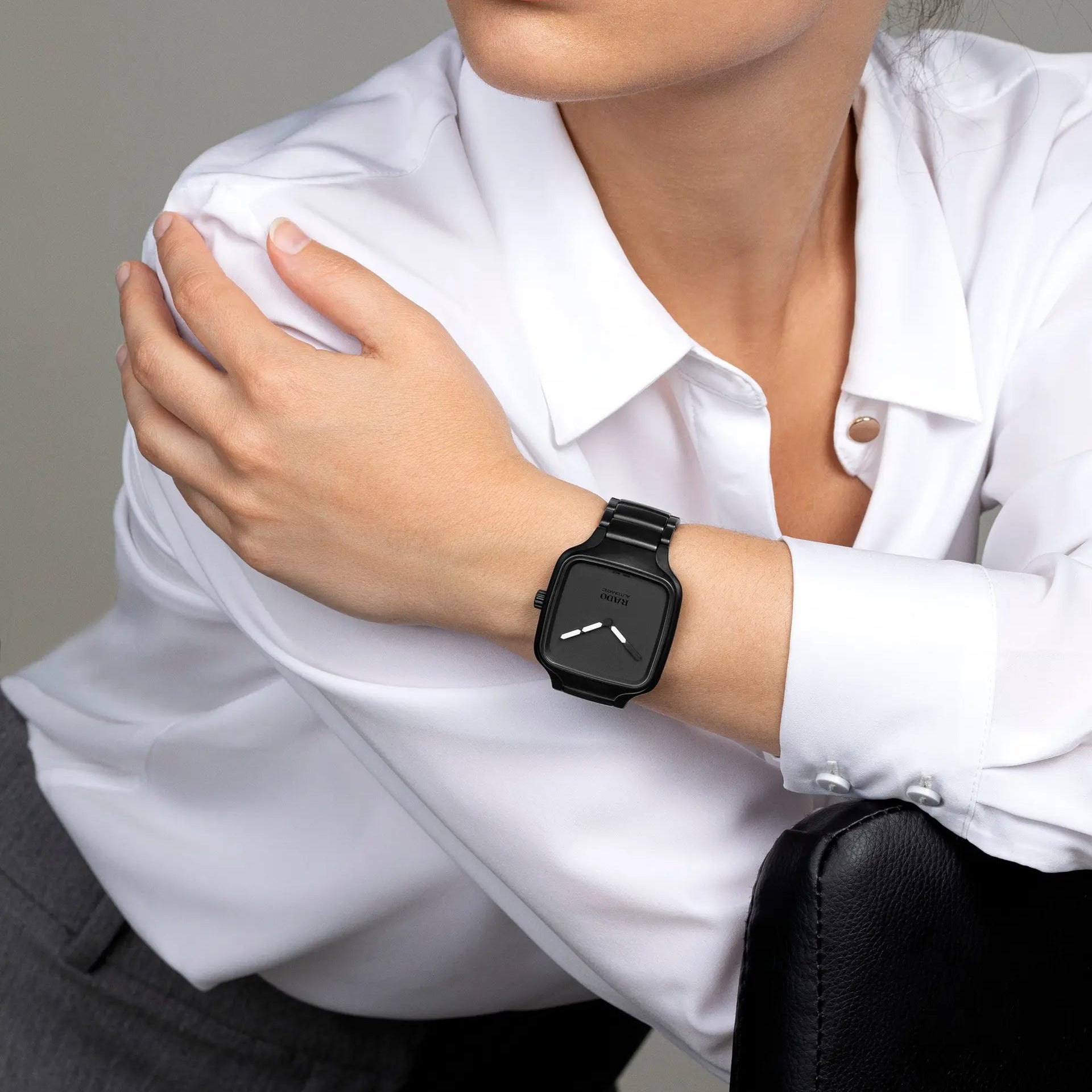 Premium Square Dial Stainless Steel Men's Watch – Black Edition